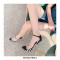 Pointed Toe Stiletto Metal Heels Ankle Buckle Straps Pumps - Silver Black