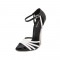 Pointed Toe Stiletto Metal Heels Ankle Buckle Straps Pumps - White Black