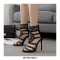 Peep Toe Stilettos Aztec Princess Ankle Straps Gladiator Glitter Sandals - Black