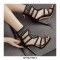 Peep Toe Stilettos Aztec Princess Ankle Straps Gladiator Glitter Sandals - Black