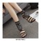 Peep Toe Stilettos Aztec Princess Ankle Straps Gladiator Glitter Sandals - Black