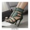 Peep Toe Stilettos Aztec Princess Ankle Straps Gladiator Glitter Sandals - Green