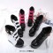 Round Toe Ankle Highs Zipper Platforms Faux Pearl Wedges Shoes - Pink Faux Leather