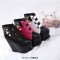 Round Toe Ankle Highs Zipper Platforms Faux Pearl Wedges Shoes - Pink Faux Leather