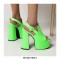 Peep Toe Platforms Chunky Heels Buckle Straps Sandals - Green