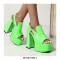 Peep Toe Platforms Chunky Heels Buckle Straps Sandals - Green