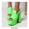 Peep Toe Platforms Chunky Heels Buckle Straps Sandals - Green