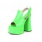 Peep Toe Platforms Chunky Heels Buckle Straps Sandals - Green