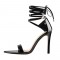 Peep Toe Ankle Straps Detachable Feathers Ankle Straps Stiletto Sandals - Black Patent