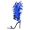 Peep Toe Ankle Straps Detachable Feathers Ankle Straps Stiletto Sandals - Blue Patent