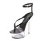 Open Toe Ankle Buckle Straps Transparent Platforms 5 inch Stiletto Heels Platforms Sandals - Black Patent PVC