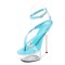 Open Toe Ankle Buckle Straps Transparent Platforms 5 inch Stiletto Heels Platforms Sandals - Blue Patent PVC