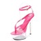 Open Toe Ankle Buckle Straps Transparent Platforms 5 inch Stiletto Heels Platforms Sandals - HotPink Patent PVC