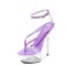 Open Toe Ankle Buckle Straps Transparent Platforms 5 inch Stiletto Heels Platforms Sandals - Purple Patent PVC