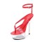 Open Toe Ankle Buckle Straps Transparent Platforms 5 inch Stiletto Heels Platforms Sandals - Red Patent PVC