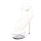 Open Toe Ankle Buckle Straps Transparent Platforms 5 inch Stiletto Heels Platforms Sandals - White Patent PVC