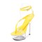 Open Toe Ankle Buckle Straps Transparent Platforms 5 inch Stiletto Heels Platforms Sandals - Yellow Patent PVC