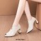 Pointed Toe Chunky Heels Sharp Texture Front Decorated Zipper Elegant Office Party Loafers Pumps - Gray
