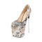 Round Toe Platforms Steel Pipe Dance Stilettos Pumps - Ivory