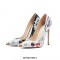 Patent Leather R.Lichtenstein Style Pop Art Pattern Pointed Toe Stiletto Heels - Black