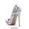 Patent Leather R.Lichtenstein Style Pop Art Pattern Pointed Toe Stiletto Heels - White