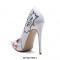 Patent Leather R.Lichtenstein Style Pop Art Pattern Pointed Toe Stiletto Heels - Black