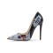 Patent Leather R.Lichtenstein Style Pop Art Pattern Pointed Toe Stiletto Heels - Black