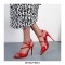 Peep Toe Stiletto Heels Ankle Straps Pumps - Red