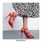 Peep Toe Stiletto Heels Ankle Straps Pumps - Red