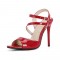 Peep Toe Stiletto Heels Ankle Straps Pumps - Red