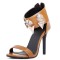 Peep Toe Stiletto Heels Ankle Rivet Decorated Back Zipper Straps Sandals - Auburn