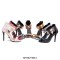 Peep Toe Stiletto Heels Ankle Rivet Decorated Back Zipper Straps Sandals - Black