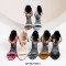 Peep Toe Stiletto Heels Ankle Rivet Decorated Back Zipper Straps Sandals - Black