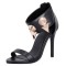 Peep Toe Stiletto Heels Ankle Rivet Decorated Back Zipper Straps Sandals - Black