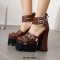 Square Toe Chunky Heels Punk Rivets Ankle Buckle Straps Platforms Pumps - Auburn