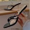Open Square Toe Kitten Heel Slip On Transparent Summer Sandals - Black Faux Leather