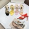 Peep Toe Stiletto Heels Transparent Fashion Style Sandals Slippers - Tan