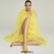 Peep Toe Stiletto Heels Transparent Fashion Style Sandals Slippers - Yellow