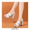 Peep Toe Multicolor Platform Rhinestones Sandals  - Beige
