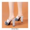 Peep Toe Multicolor Platform Rhinestones Sandals  - Blue