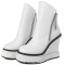 Round Toe Side Zipper Elegant Ankle High Wedges Boots - White