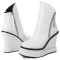 Round Toe Side Zipper Elegant Ankle High Wedges Boots - White