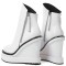 Round Toe Side Zipper Elegant Ankle High Wedges Boots - White