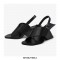 Peep Toe Strange Heels Wedges Back Straps Summer Sandals - Black