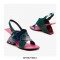 Peep Toe Strange Heels Wedges Back Straps Snakeskin Print Summer Sandals - Pink