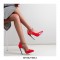 Pointed Toe Stiletto Heels Ankle Chain Straps Dorsay Pumps - Red Patent