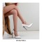 Pointed Toe Stiletto Heels Ankle Chain Straps Dorsay Pumps - White Patent