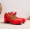 Medium Heels Platform Pumps Mary Janes Strap Sandals - Red