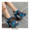 Peep Toe Block Heels Transparent Platforms Snake Print Back Buckle Straps Sandals - Blue