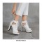 Peep Toe Cuban Heels Lace Up Pumps with Back Zipper - White